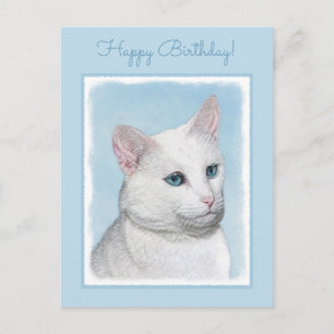 Witte kat schilderen - Kute Original Cat Art Briefkaart