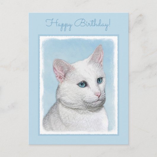 Witte kat schilderen - Kute Original Cat Art Briefkaart (Voorkant)