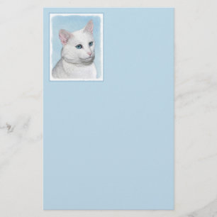 Witte kat schilderen - Kute Original Cat Art Briefpapier