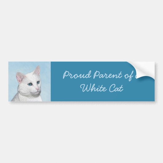 Witte kat schilderen - Kute Original Cat Art Bumpersticker (Voorkant)