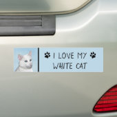 Witte kat schilderen - Kute Original Cat Art Bumpersticker (Op auto)