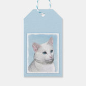 Witte kat schilderen - Kute Original Cat Art Cadeaulabel (Achterkant)