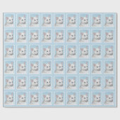 Witte kat schilderen - Kute Original Cat Art Cadeaupapier (Vlak)