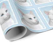 Witte kat schilderen - Kute Original Cat Art Cadeaupapier (Rol Hoek)