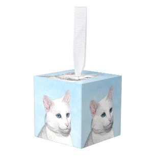 Witte kat schilderen - Kute Original Cat Art Decoratie