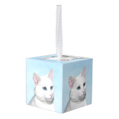Witte kat schilderen - Kute Original Cat Art Decoratie (Achter hoekig)