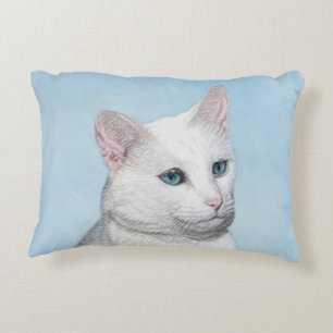 Witte kat schilderen - Kute Original Cat Art Decoratief Kussen