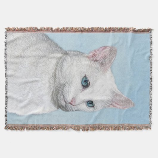 Witte kat schilderen - Kute Original Cat Art Deken (Voorkant)
