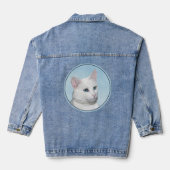 Witte kat schilderen - Kute Original Cat Art Denim Jacket (Achterkant)