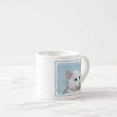 Witte kat schilderen - Kute Original Cat Art Espresso Kop (Voorkant rechts)