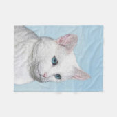 Witte kat schilderen - Kute Original Cat Art Fleece Deken (Voorkant (Horizontaal))