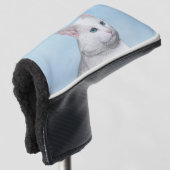 Witte kat schilderen - Kute Original Cat Art Golfheadcover (3/4 voorkant)