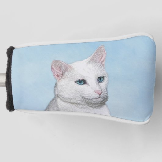 Witte kat schilderen - Kute Original Cat Art Golfheadcover (Voorkant)