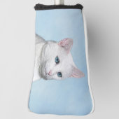 Witte kat schilderen - Kute Original Cat Art Golfheadcover (Draai 90)
