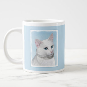 Witte kat schilderen - Kute Original Cat Art Grote Koffiekop