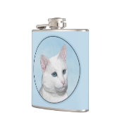 Witte kat schilderen - Kute Original Cat Art Heupfles (Links)