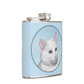 Witte kat schilderen - Kute Original Cat Art Heupfles (Rechts)