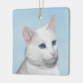 Witte kat schilderen - Kute Original Cat Art Keramisch Ornament (Links)