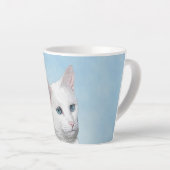 Witte kat schilderen - Kute Original Cat Art Latte Mok (Rechterhoek)