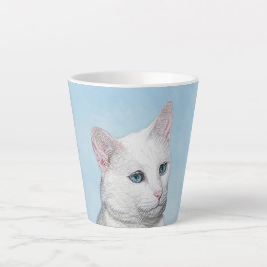 Witte kat schilderen - Kute Original Cat Art Latte Mok (Voorkant)
