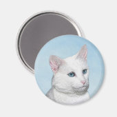 Witte kat schilderen - Kute Original Cat Art Magneet (Voorkant / Achterkant)