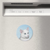 Witte kat schilderen - Kute Original Cat Art Magneet (Insitu (Vaatwasser))