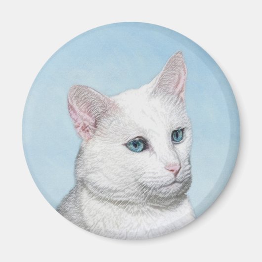 Witte kat schilderen - Kute Original Cat Art Magneet (Voorkant)