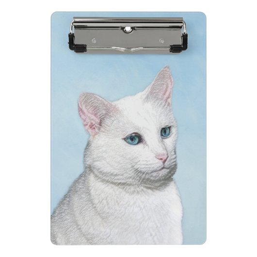 Witte kat schilderen - Kute Original Cat Art Mini Klembord (Voorkant)