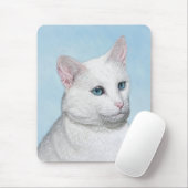 Witte kat schilderen - Kute Original Cat Art Muismat (Met muis)