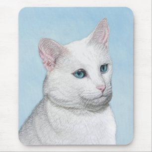 Witte kat schilderen - Kute Original Cat Art Muismat