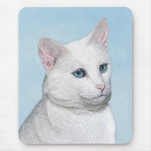 Witte kat schilderen - Kute Original Cat Art Muismat (Voorkant)