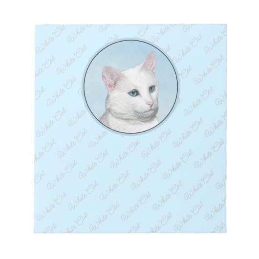 Witte kat schilderen - Kute Original Cat Art Notitieblok (Voorkant)