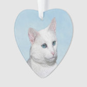 Witte kat schilderen - Kute Original Cat Art Ornament (voorkant)
