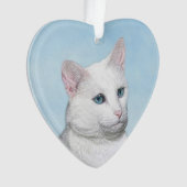 Witte kat schilderen - Kute Original Cat Art Ornament (voorkant)