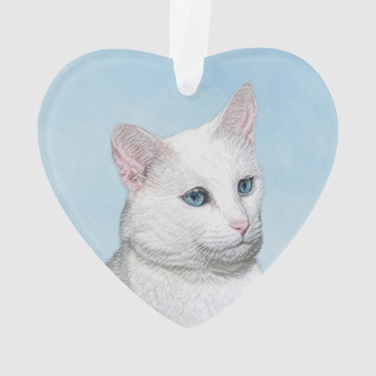 Witte kat schilderen - Kute Original Cat Art Ornament (achterkant)