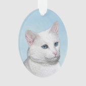 Witte kat schilderen - Kute Original Cat Art Ornament (voorkant)