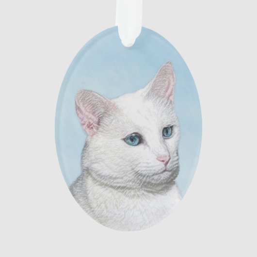 Witte kat schilderen - Kute Original Cat Art Ornament (achterkant)