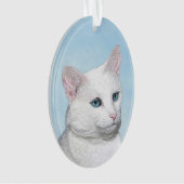 Witte kat schilderen - Kute Original Cat Art Ornament (voorkant)