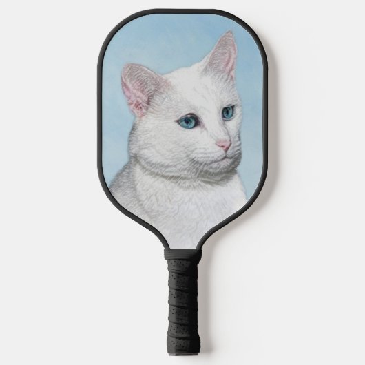 Witte kat schilderen - Kute Original Cat Art Pickleball Paddle (Voorkant)