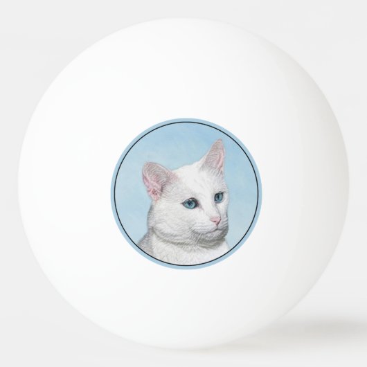 Witte kat schilderen - Kute Original Cat Art Pingpongbal (Voorkant)
