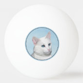 Witte kat schilderen - Kute Original Cat Art Pingpongbal (Achterkant)