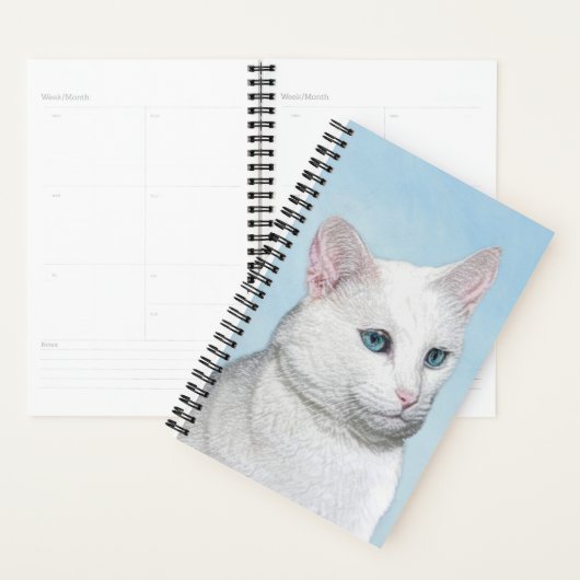 Witte kat schilderen - Kute Original Cat Art Planner (Display)