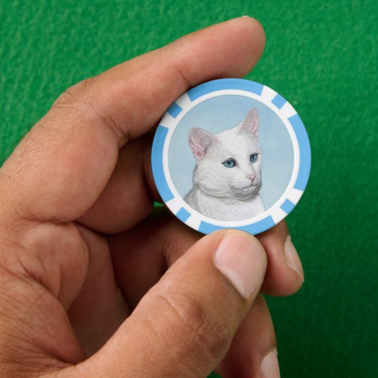 Witte kat schilderen - Kute Original Cat Art Poker Chips (Hand)