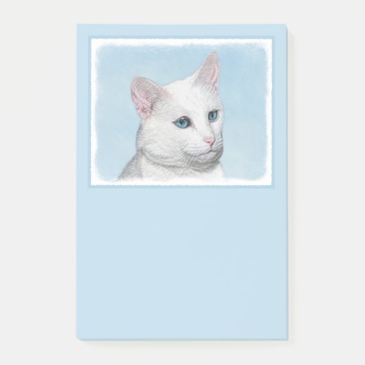 Witte kat schilderen - Kute Original Cat Art Post-it® Notes (Voorkant)