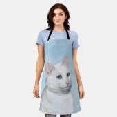 Witte kat schilderen - Kute Original Cat Art Schort (Gedragen)