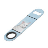 Witte kat schilderen - Kute Original Cat Art Speed Flessenopener (Voorkant Gekanteld)