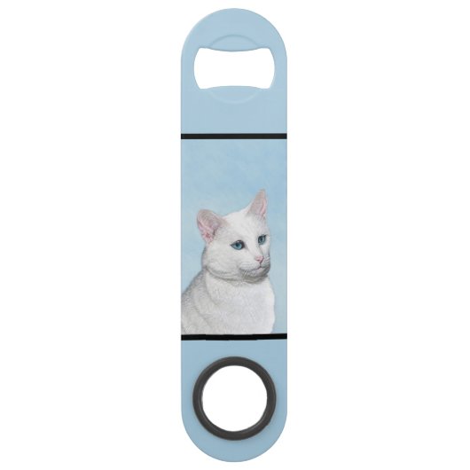 Witte kat schilderen - Kute Original Cat Art Speed Flessenopener (Achterkant)