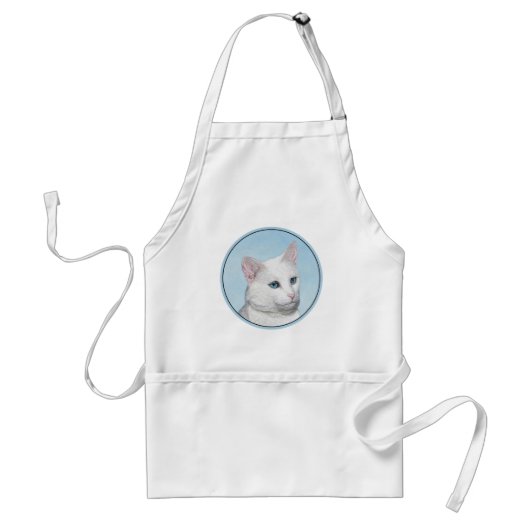 Witte kat schilderen - Kute Original Cat Art Standaard Schort (Voorkant)