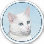 Witte kat schilderen - Kute Original Cat Art Sticker (Voorkant)