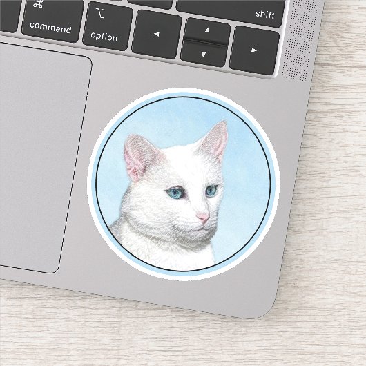 Witte kat schilderen - Kute Original Cat Art Sticker (Detail)